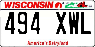 WI license plate 494XWL