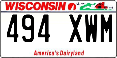 WI license plate 494XWM