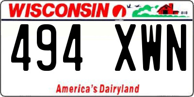WI license plate 494XWN