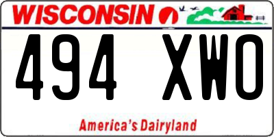 WI license plate 494XWO