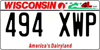 WI license plate 494XWP