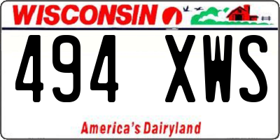 WI license plate 494XWS