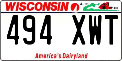 WI license plate 494XWT