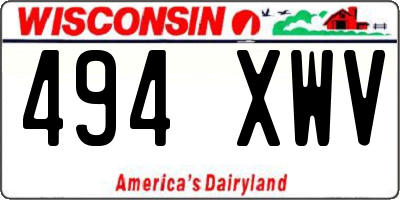 WI license plate 494XWV