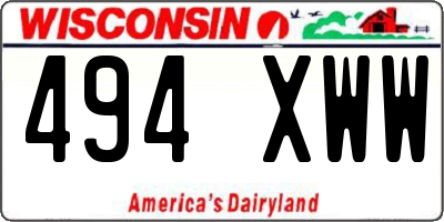 WI license plate 494XWW