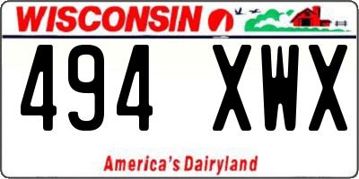 WI license plate 494XWX