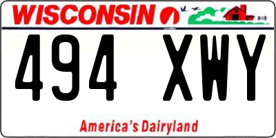WI license plate 494XWY