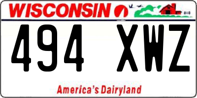 WI license plate 494XWZ