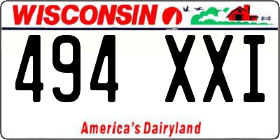 WI license plate 494XXI