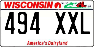 WI license plate 494XXL