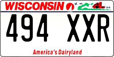 WI license plate 494XXR