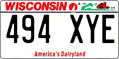 WI license plate 494XYE