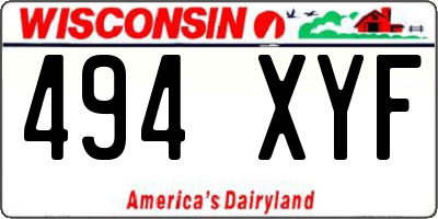 WI license plate 494XYF