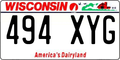 WI license plate 494XYG