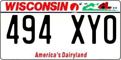 WI license plate 494XYO