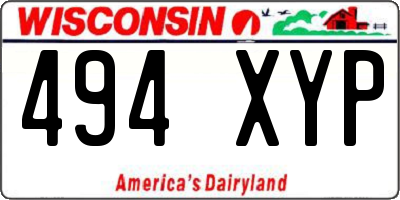 WI license plate 494XYP
