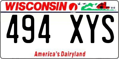 WI license plate 494XYS