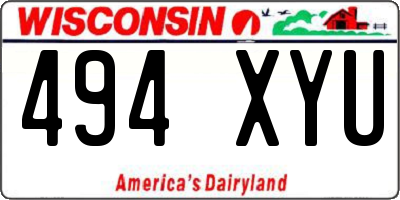 WI license plate 494XYU