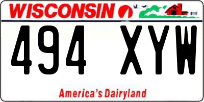 WI license plate 494XYW