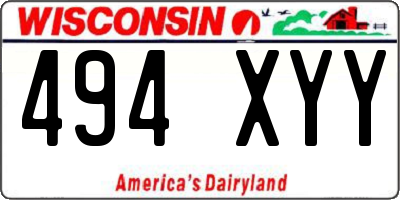 WI license plate 494XYY