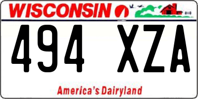 WI license plate 494XZA