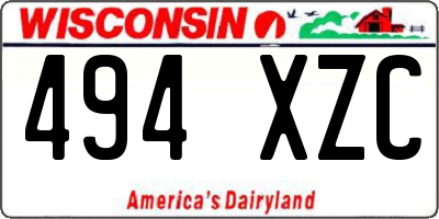 WI license plate 494XZC