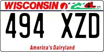 WI license plate 494XZD