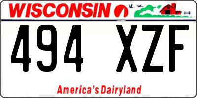 WI license plate 494XZF