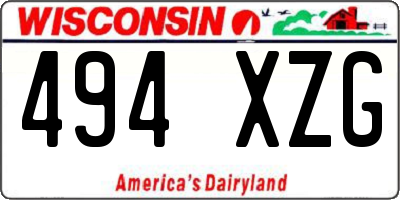 WI license plate 494XZG