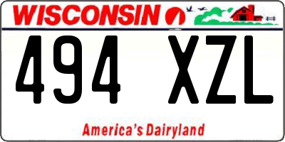 WI license plate 494XZL