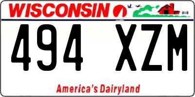 WI license plate 494XZM