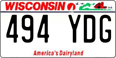 WI license plate 494YDG