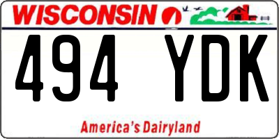 WI license plate 494YDK
