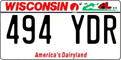 WI license plate 494YDR