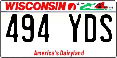 WI license plate 494YDS