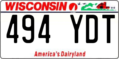 WI license plate 494YDT