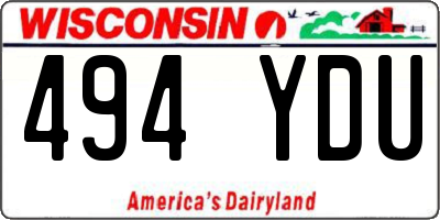 WI license plate 494YDU