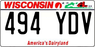 WI license plate 494YDV