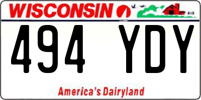 WI license plate 494YDY