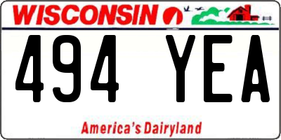 WI license plate 494YEA