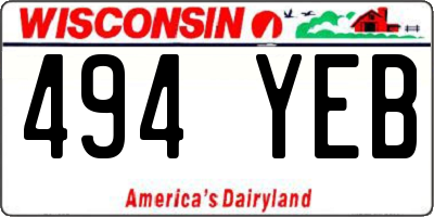 WI license plate 494YEB
