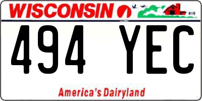 WI license plate 494YEC