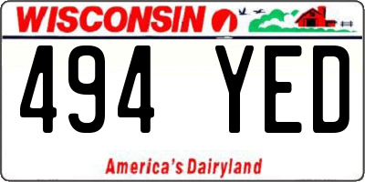 WI license plate 494YED