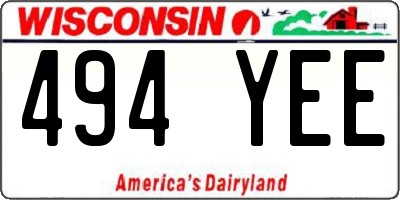 WI license plate 494YEE