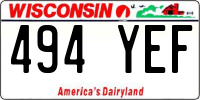WI license plate 494YEF