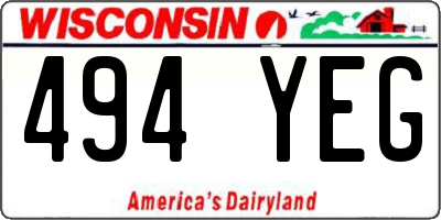WI license plate 494YEG