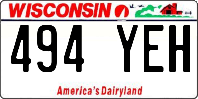 WI license plate 494YEH