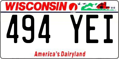 WI license plate 494YEI