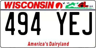 WI license plate 494YEJ