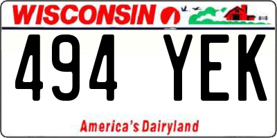 WI license plate 494YEK